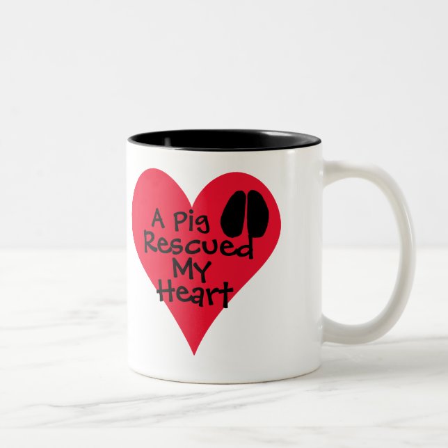 Ein Schwein rettete mein Herz Zweifarbige Tasse (Rechts)