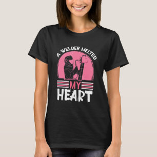Ein Schweißer schmolz mein Herz rosa Herzschweider T-Shirt