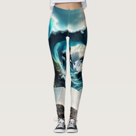 Ein schwimmendes Dampfbad Orca in der Welle. Leggings