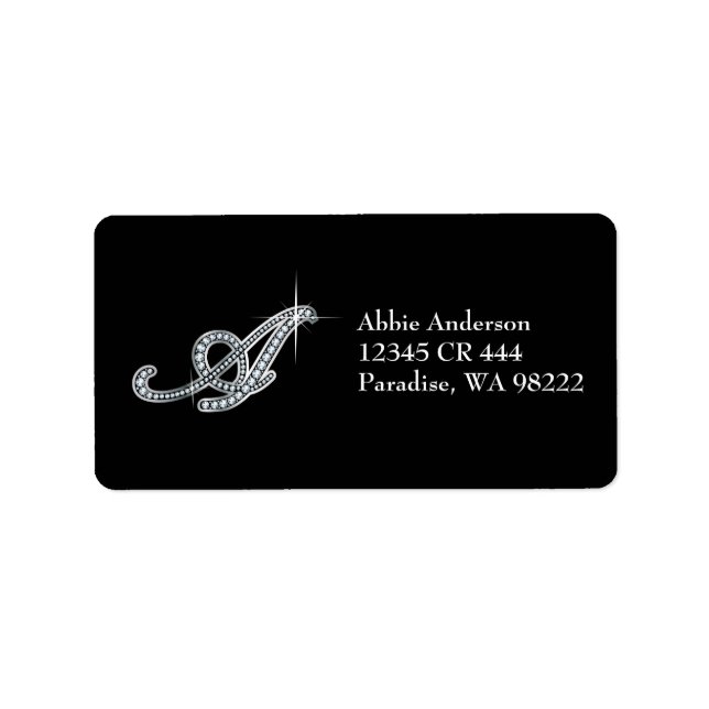 Ein Script-Label "Diamond Bling" Adressaufkleber (Vorne)