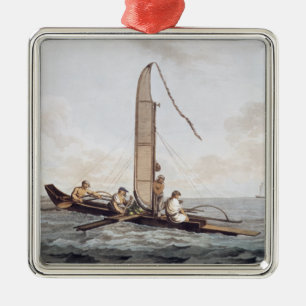 Ein Segeln-Kanu von Otaheite Silbernes Ornament