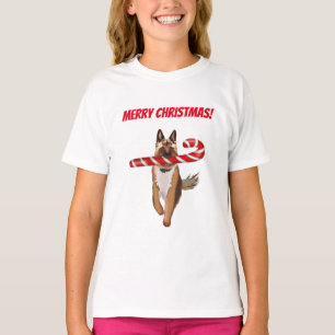 Ein sehr deutscher Schäferhund Candy Cane Weihnach T-Shirt