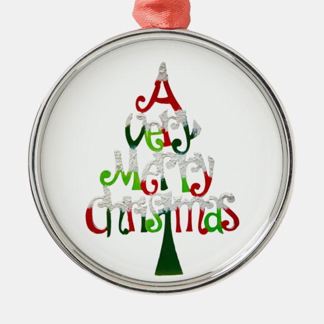 Ein sehr froher Weihnachtsbaum Silbernes Ornament (Vorne)