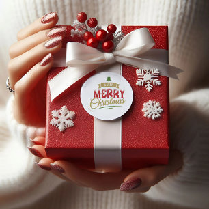Ein sehr frohes Weihnachten moderne Feiertags-Fami Runder Aufkleber