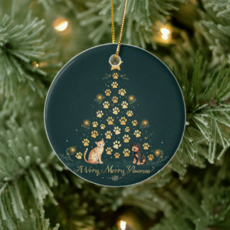 Ein sehr fröhlicher Pawmas-Weihnachtsbaumanhänger Keramik Ornament