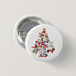 Ein sehr fröhliches Hündchen-Weihnachten Button