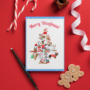 Ein sehr fröhliches Hündchen-Weihnachten Feiertagspostkarte