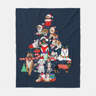 Ein sehr fröhliches Hündchen-Weihnachten Fleecedecke