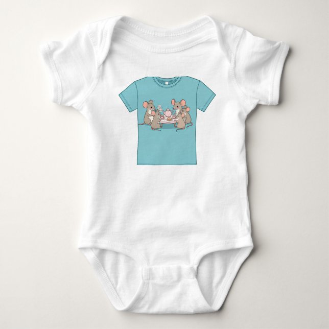Ein sehr fröhliches Mouse Tea Party Baby Strampler (Vorderseite)
