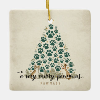 Ein sehr fröhliches Pawmas-Weihnachts-Haustier-Orn Keramikornament