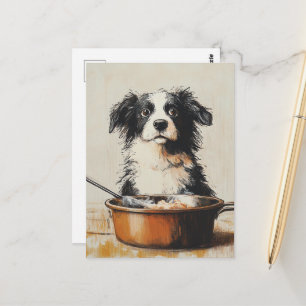 Ein sehr guter Hund lässt das Essen allein Postkarte