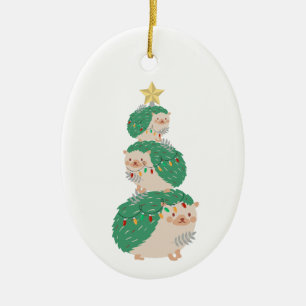 Ein sehr Igel Weihnachten Keramik Ornament