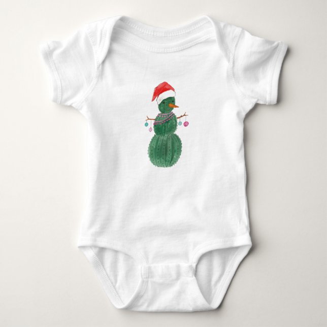 Ein sehr Kaktus-WeihnachtsSchneemann Baby Strampler (Vorderseite)