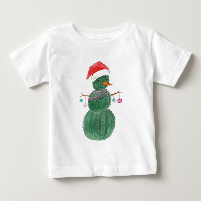 Ein sehr Kaktus-WeihnachtsSchneemann Baby T-shirt (Vorderseite)