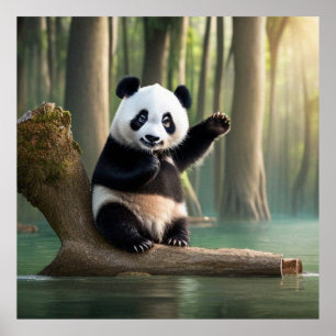 Ein sehr niedliches Panda-Posen für die Kamera Poster