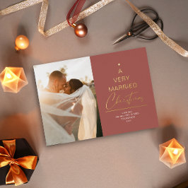 Ein sehr Verheiratetes Weihnachts-Script Red Gold Folien Feiertagskarte