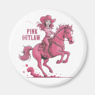 Ein selbstbewusstes Cowgirl, das auf einem geselli Magnet
