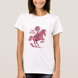 Ein selbstbewusstes Cowgirl, das auf einem geselli T-Shirt