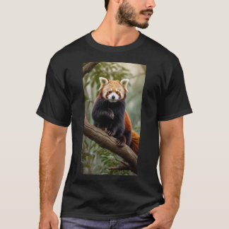 Ein seltsamer roter Panda auf einem Baumzweig T-Shirt