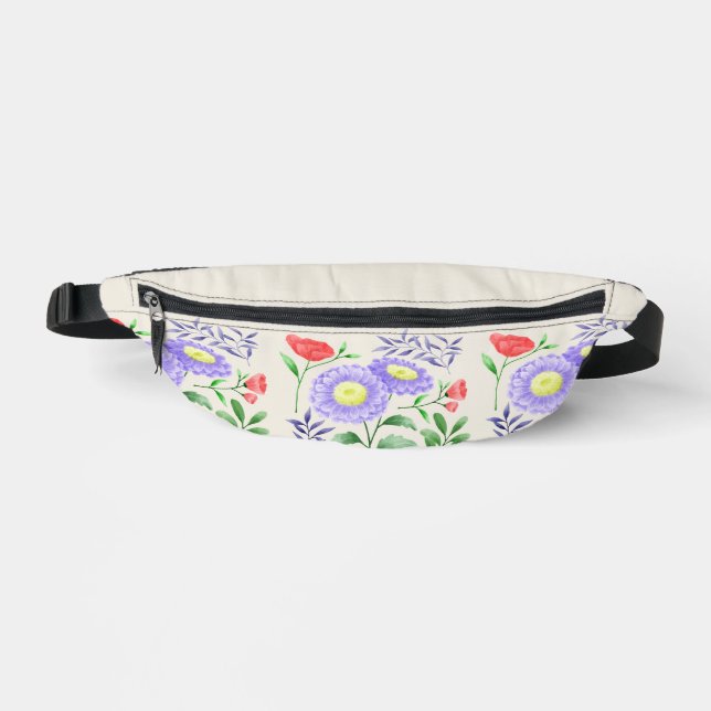 Ein Set Blume in Aquarellfarben Bauchtasche (Vorderseite)