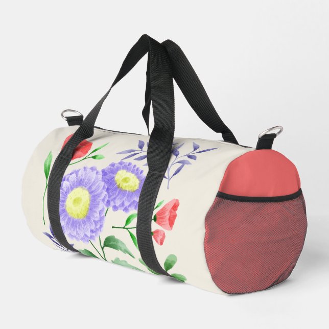 Ein Set Blume in Aquarellfarben Duffle Bag (Rechte Ecke)