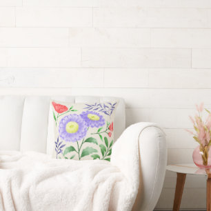 Ein Set Blume in Aquarellfarben Kissen