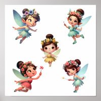 Ein Set zauberhafter kleiner Cartoon Fairies