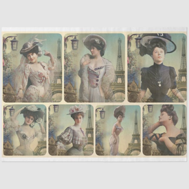 Ein Shabby Chic Pariser Frauen Serie Design 1 Tiss Seidenpapier (Vorderseite)