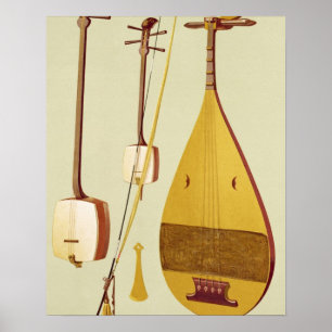 Ein shamisen, ein kokyu und ein biwa, Japaner, von Poster