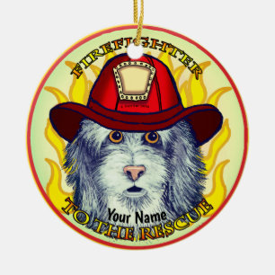 Ein Sheepdog-Feuerwehrschmuck Keramik Ornament