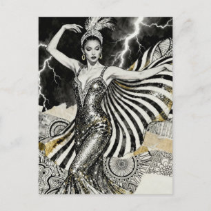 Ein Showgirl tanzt in Lighting Postkarte