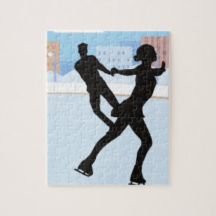 Ein Silhouette Couple Ice Skaten-Puzzle Puzzle