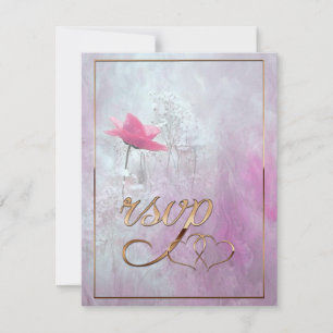 Ein Single mit rosa Rose/Gold-Trimm Mitteilungskarte