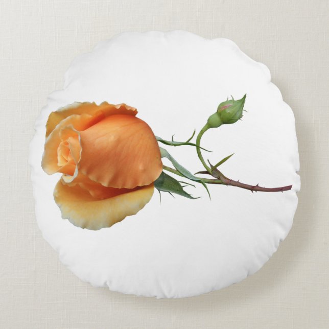 Ein Single Rose Schneiden Rundes Kissen (Vorderseite)