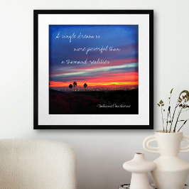 "Ein Single-Traum" Zitat Orange & Blue Sunrise Fot Poster
