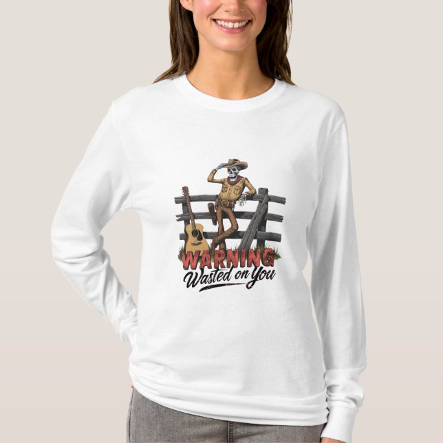 Ein Skelettcowboy, der seinen Hut kippt T-Shirt (Vorderseite)