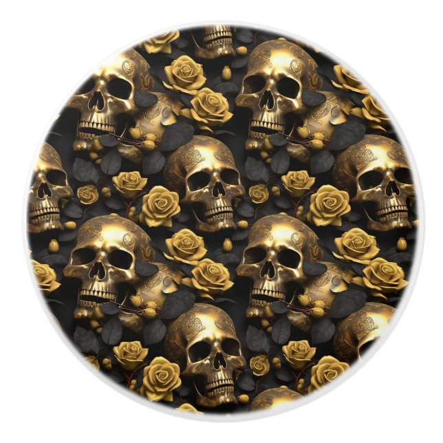 Ein Skull und Rose Serie Design 8 Keramikknauf (Vorderseite)