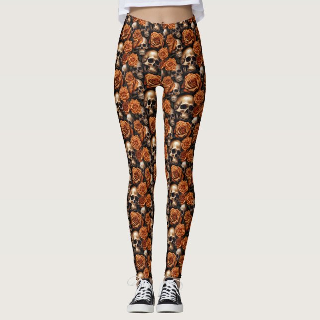 Ein Skull und Rose Serie Design 9 Leggings (Vorderseite)