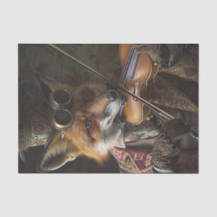 Ein Sly Fox, der ein Violine-Tissue spielt Seidenpapier