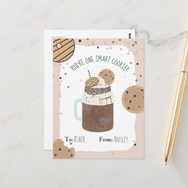 Ein Smart Cookie Crazy Milkshake Kids Valentine Postkarte (Vorderseite/Rückseite Beispiel)