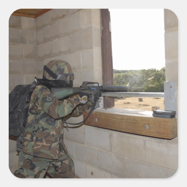 Ein Soldat agiert als Oppositionstruppe Quadratischer Aufkleber (Vorderseite)