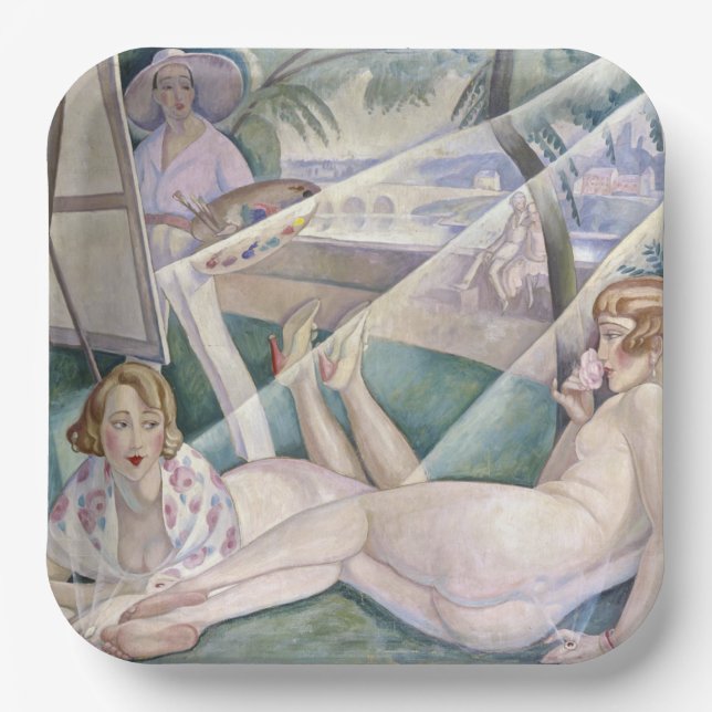 Ein Sommertag (schöne Frauen in der Sonne) Pappteller (Vorderseite)