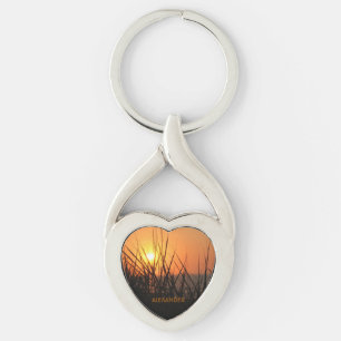 Ein Sonnenaufgang-Silhouette-personalisiertes Schlüsselanhänger
