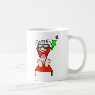 Ein Sonnenbad nehmende Strichmännchen-Tasse Kaffeetasse