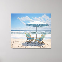 Ein sonniger Ort für zwei farbenfrohe Küstenstränd Leinwanddruck