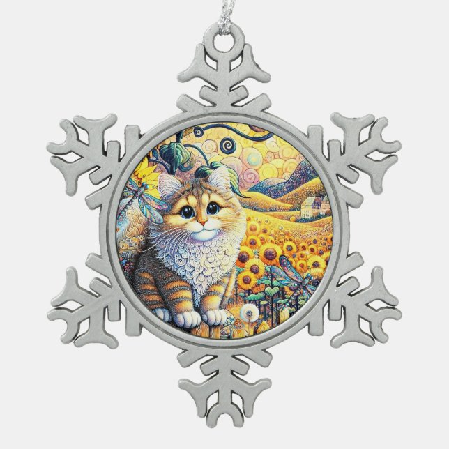 Ein sonniger Tag Schneeflocken Zinn-Ornament (Vorderseite)