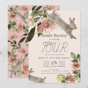 Ein sonniges Pink Floral Girl zum Geburtstag Einladung