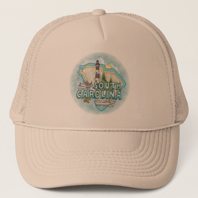 Ein South Carolina Lighthouse Trucker Hat Truckerkappe (Vorderseite)