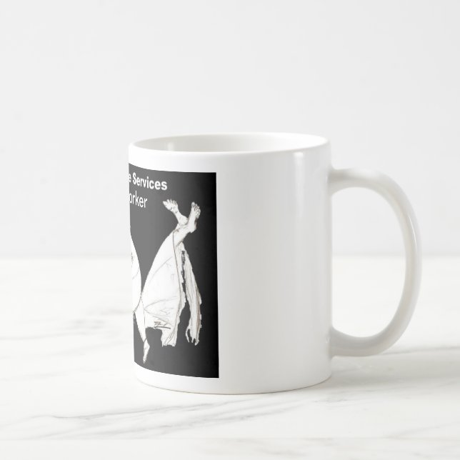 Ein Sozialarbeiter an der Arbeitskaffee-Tasse Tasse (Rechts)