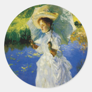 Ein Spaziergang am Morgen Runder Aufkleber